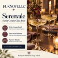 FURNOVELLE Serenvale Sable Coupe Glass Pair with sparkling drinks on a candlelit table