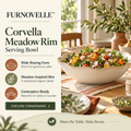 FURNOVELLE Corvella Meadow Rim Serving Bowl filled with a seasonal salad on a dining table