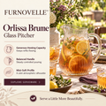 FURNOVELLE Orlissa Brume Glass Pitcher with iced tea and citrus on a sunlit dining table