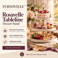 FURNOVELLE Rosavelle Tableline Dessert Stand displaying a small cake and pastries