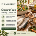FURNOVELLE Serenor Crest Serving Utensil Set beside shared dishes and natural linen