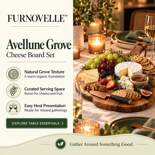 FURNOVELLE Avellune Grove Cheese Board Set with cheese, fruit and crackers for entertaining