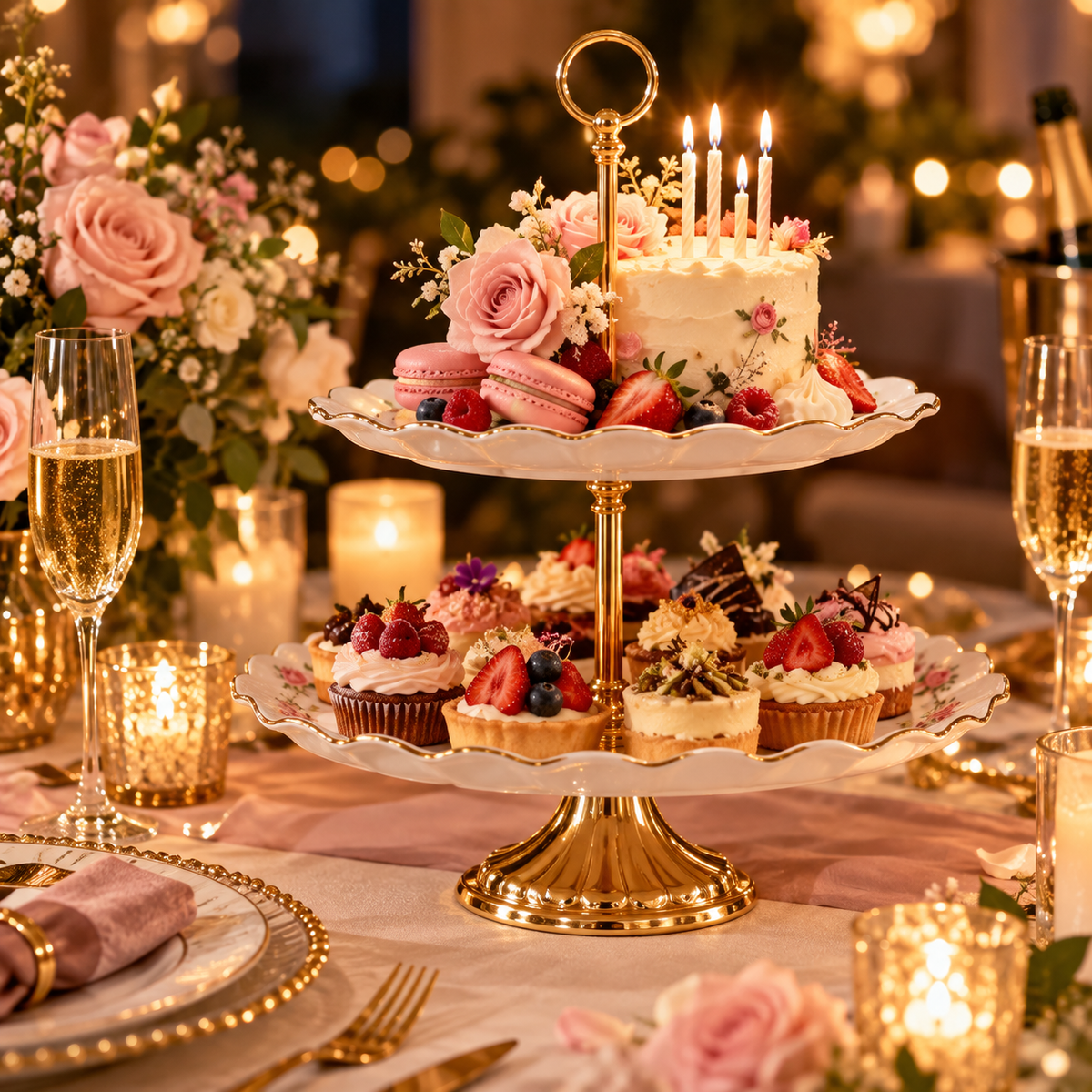 FURNOVELLE™ Rosavelle Tableline Dessert Stand